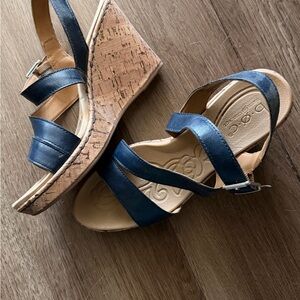 boc Navy Cork Wedge Sandals